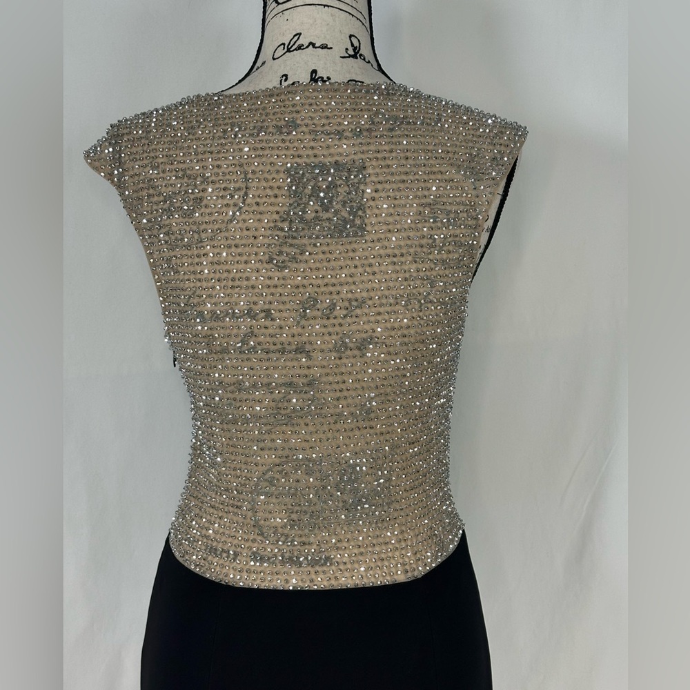 XSCAPE Caviar Beaded Rhinestone Mesh Illusion Panel Jersey Formal Gown Prom 6 - Picture 5 of 12